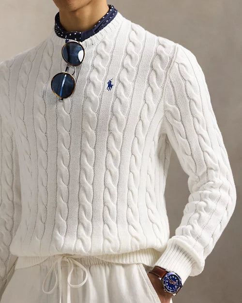 Ralph Lauren| Pull en coton torsadé Blanc