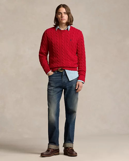 Ralph Lauren| Pull en coton torsadé Rouge