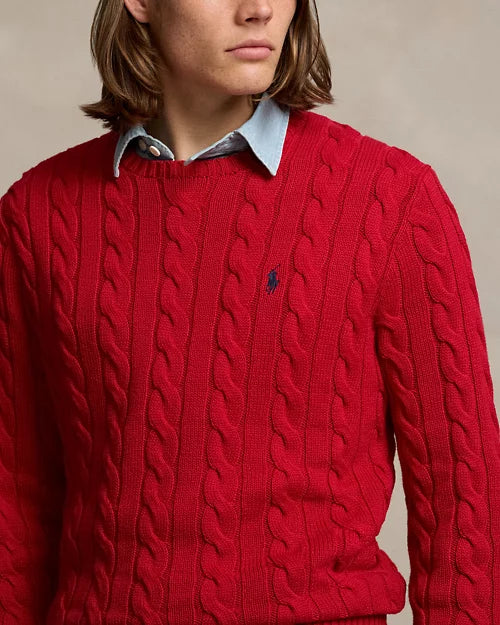Ralph Lauren| Pull en coton torsadé Rouge