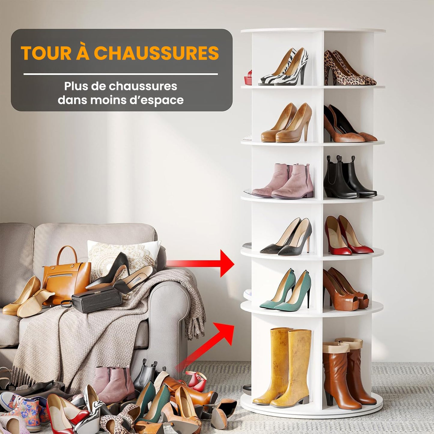 Meuble à chaussures Pivotant