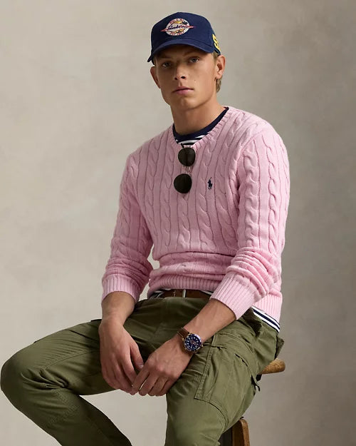 Ralph Lauren| Pull en coton torsadé Rose